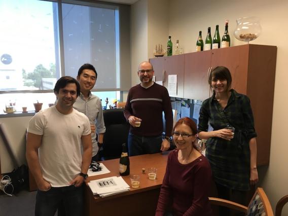 Team members celebrate R01 being Funded