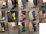 Close-up of lab group's socks