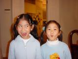 Two children silly faces