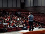 presenter on a stage