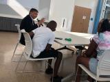 Teacher engaging students