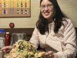 Ye jin showing off the delicious and enormous order of chicken we shared at No1 Plus Chicken.