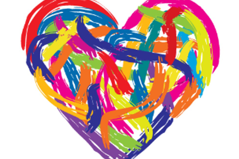 colorful brush strokes in the shape of heart