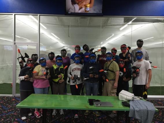 Brekken Lab group at Team Building paintball