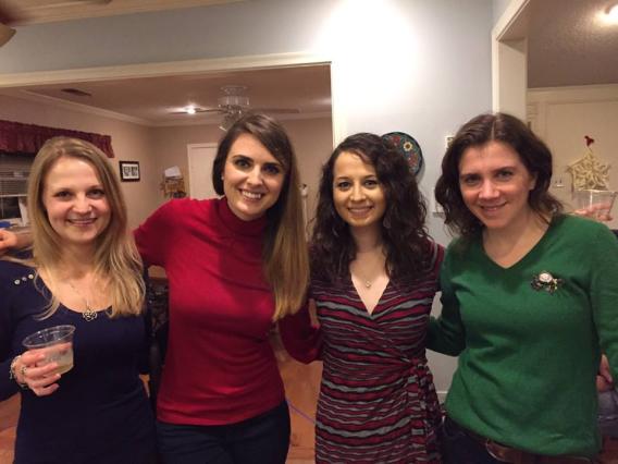 Four ladies from Brekken Lab at party