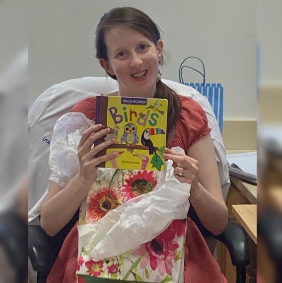 Surprise baby gift of a children's book about birds