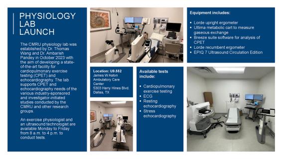 a collage of images and text featuring the equipment in the CMRU Physiology Lab