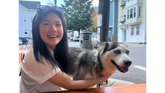 girl and husky