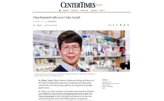 Screenshot of news story about Dr. Chen.
