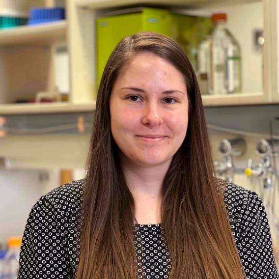 Dan Tong lab member, Sarah Ware, a graduate student standing in the laboratory