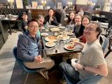 Lab members eating
