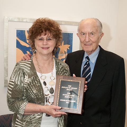 Debbie Solomon accepting the Seldin Award